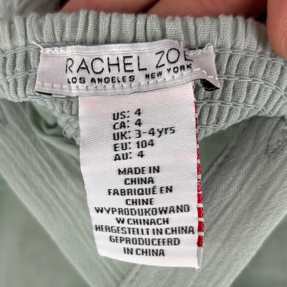 Rachel Zoe Dress Kids Size 4 Sage Green Floral Embroidered Lace Boho Cotton Cute